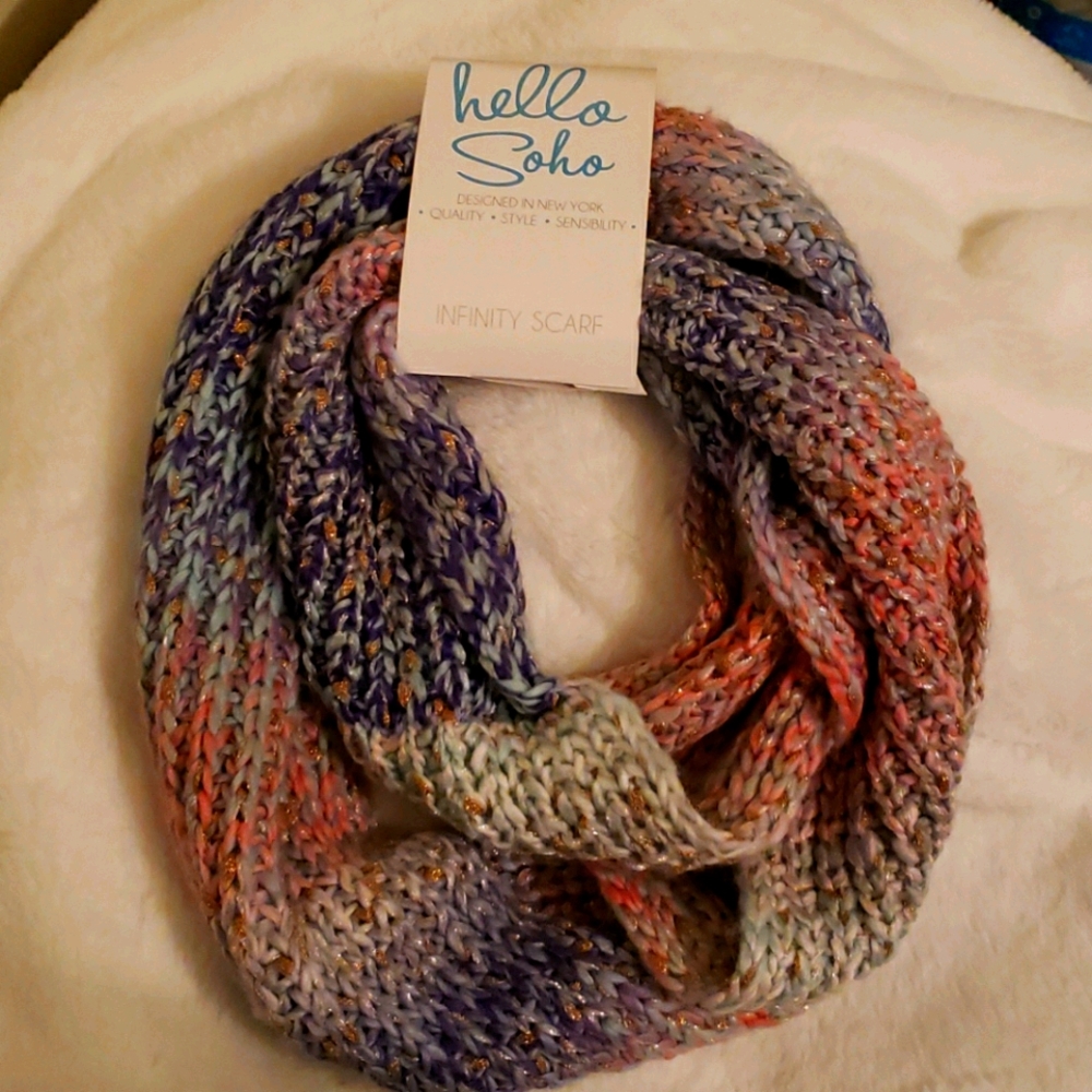 Hello Soho Infinity Scarf Pink Mint Purple Gold